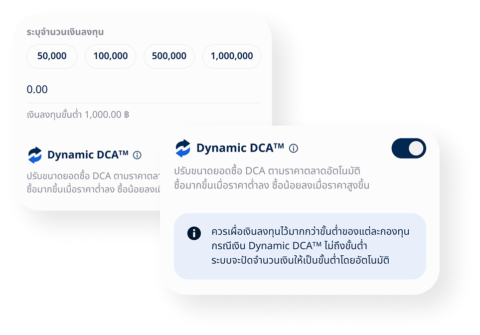 ปรับขนาด DCA อัตโนมัติตามสภาพตลาด
ด้วยเทคโนโลยี DYNAMIC DCA™